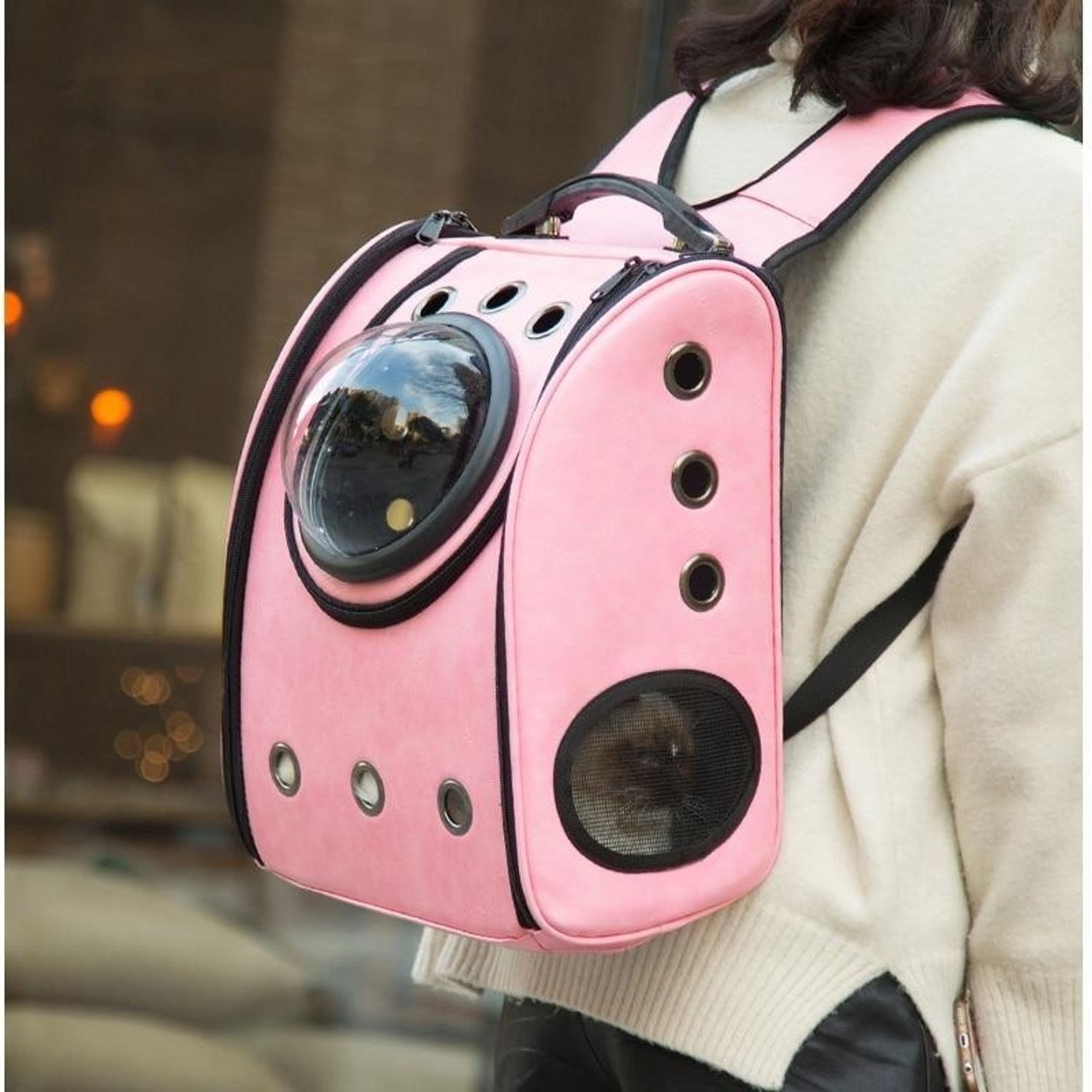 Rucsac transport animale de companie, tip capsula astronaut, Gonga&reg; Roz fotografia produsului View 2 L