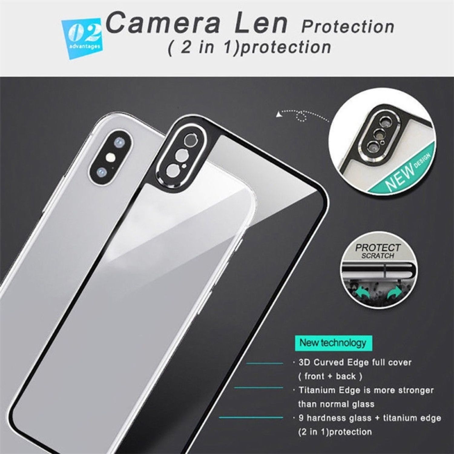 Folie protectie din sticla pentru Iphone X, full cover Negru fotografia produsului View 3 L