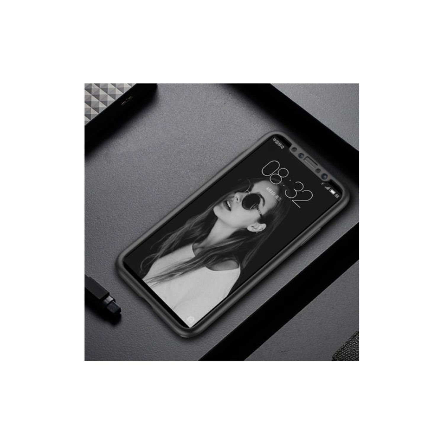 Husa protectie 360 pentru Iphone 6 Plus, silicon, Gonga&reg; Negru fotografia produsului View 2 L