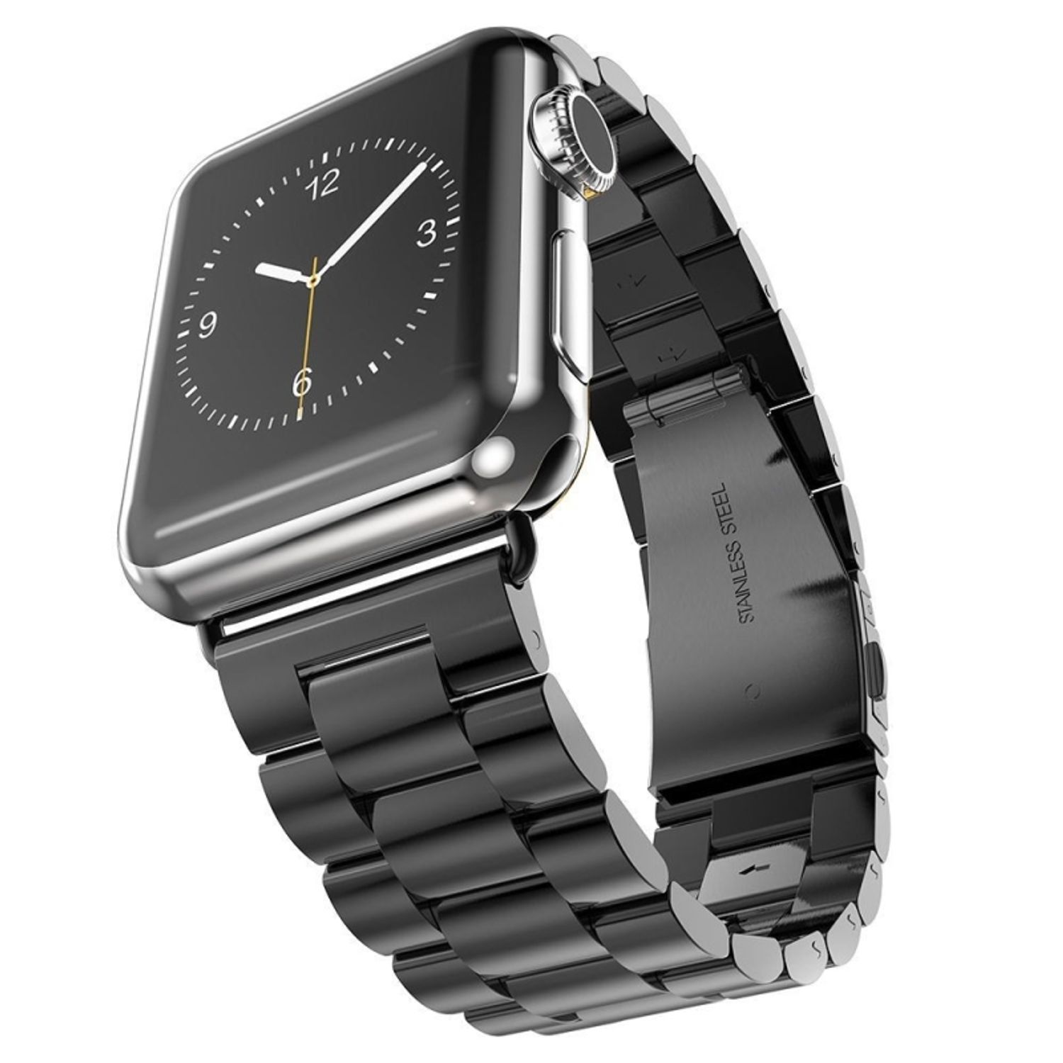 Curea compatibila Apple Watch, metalica, 42/44mm Negru fotografia produsului View 2 L