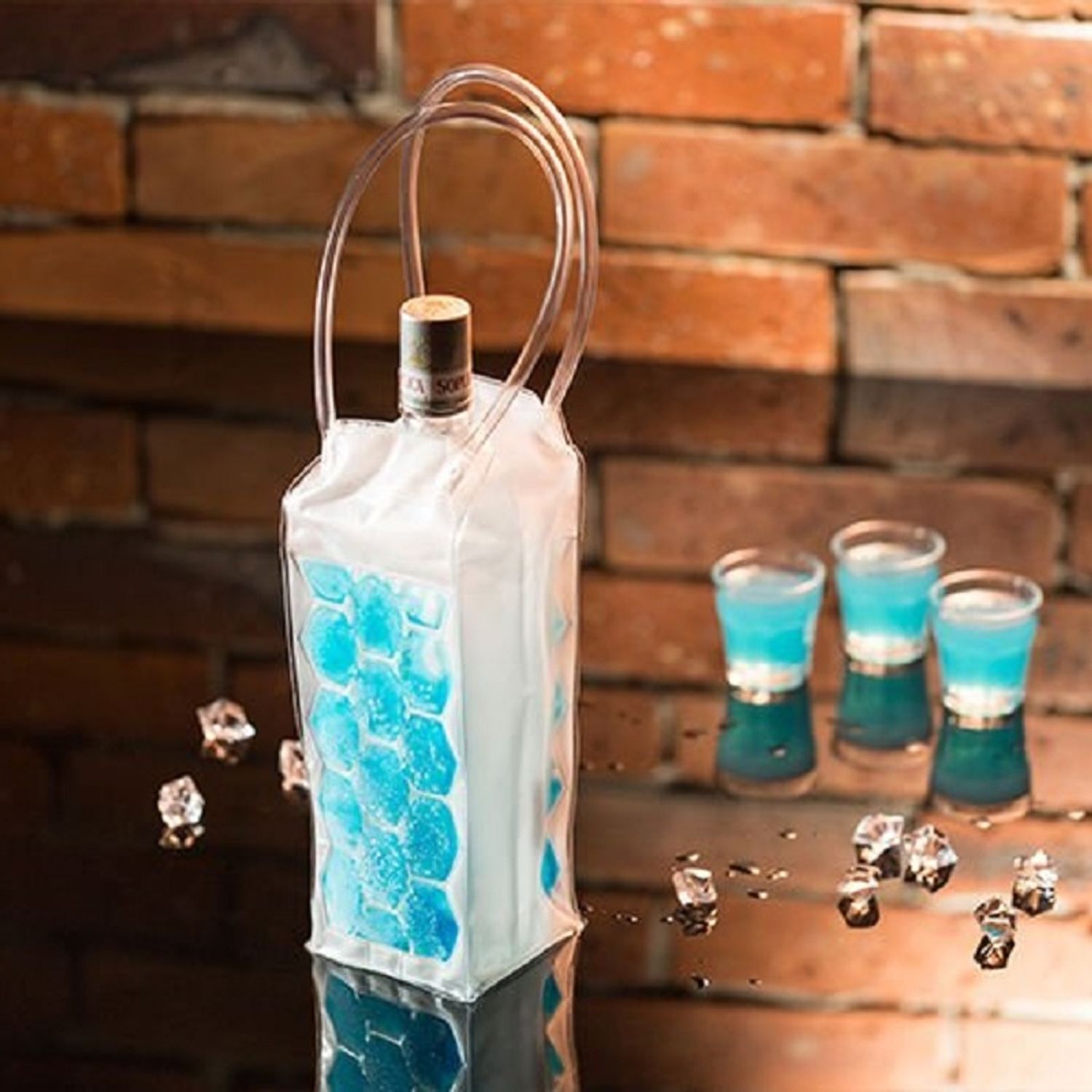 Husa frigorifica din gel pentru sticle, Gonga&reg; Albastru fotografia produsului View 8 L