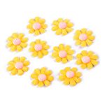Set 10 margarete decorative textile Kyrra, diametru 27 mm, Galben fotografia produsului