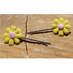 Set 10 margarete decorative textile Kyrra, diametru 27 mm, Galben fotografia produsului View 2 S