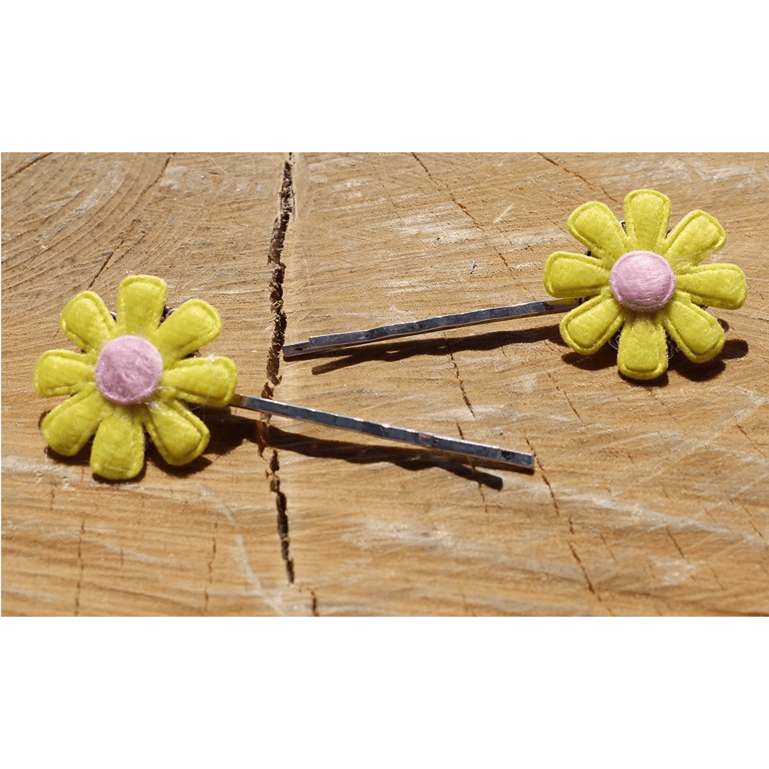 Set 10 margarete decorative textile Kyrra, diametru 27 mm, Galben fotografia produsului View 2 L