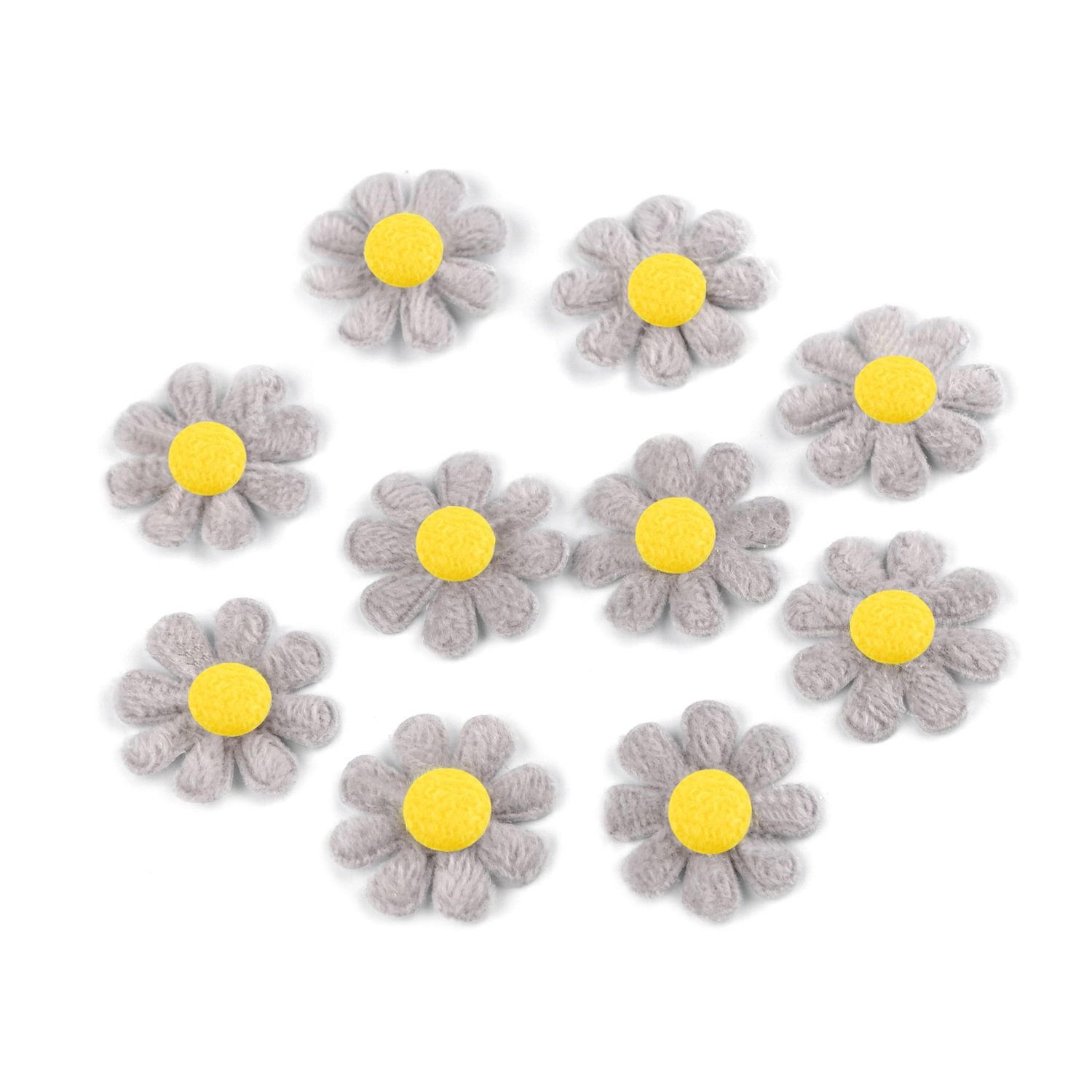 Set 10 margarete decorative textile Kyrra, diametru 27 mm, Gri fotografia produsului