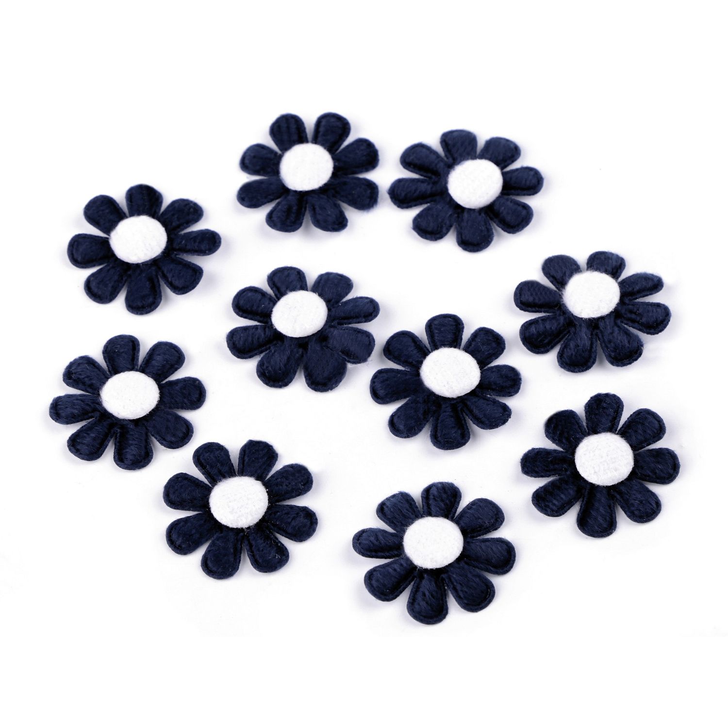 Set 10 margarete decorative textile Kyrra, diametru 27 mm, Bleumarin fotografia produsului