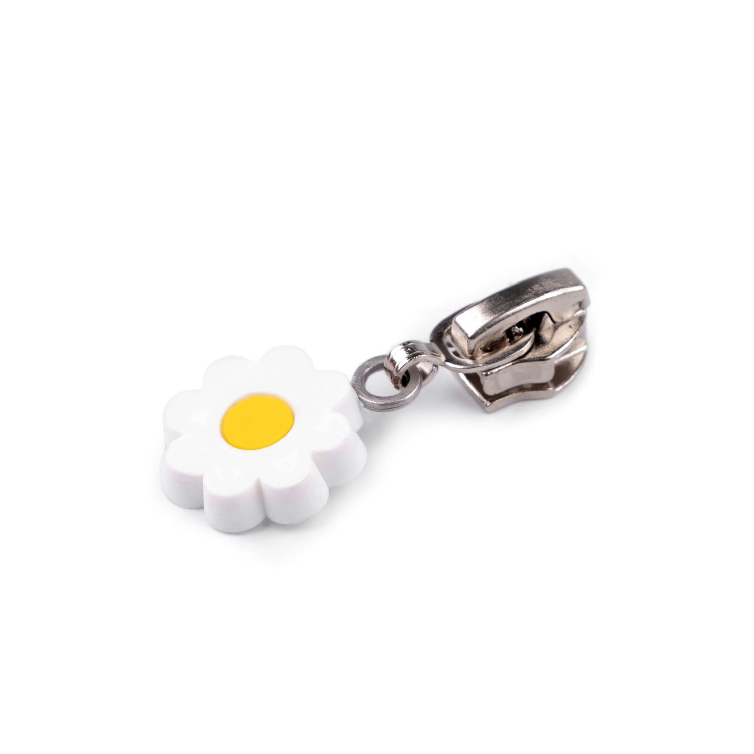 Cursor metalic pentru fermoar spiralat 6 mm Floare alba fotografia produsului