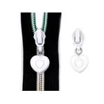 Cursor metalic pentru fermoar spiralat 6 mm Inima alba fotografia produsului View 3 S