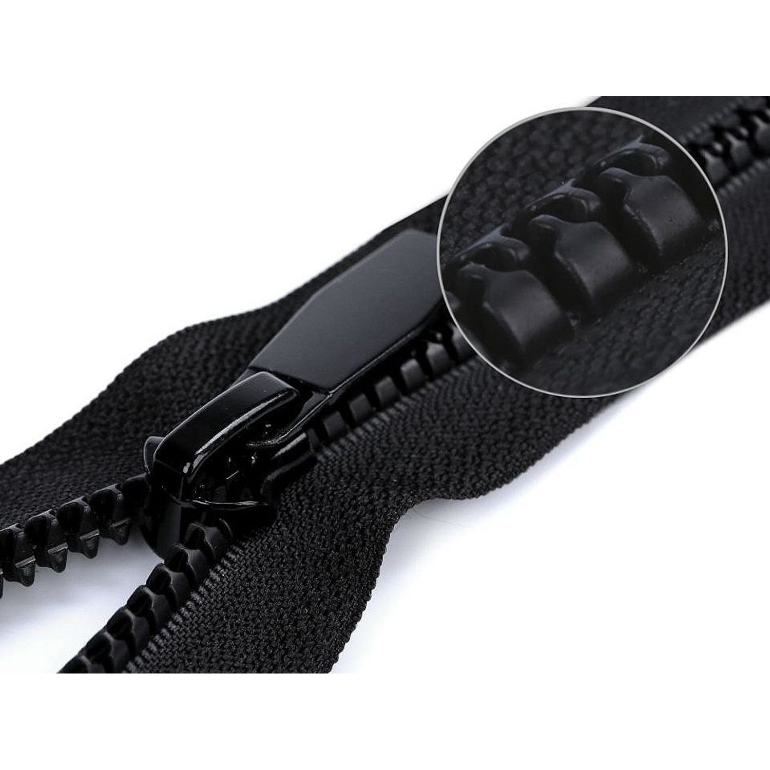 Fermoar plastic detasabil cu dinti rotunzi, lungime 70 cm Negru fotografia produsului View 2 L