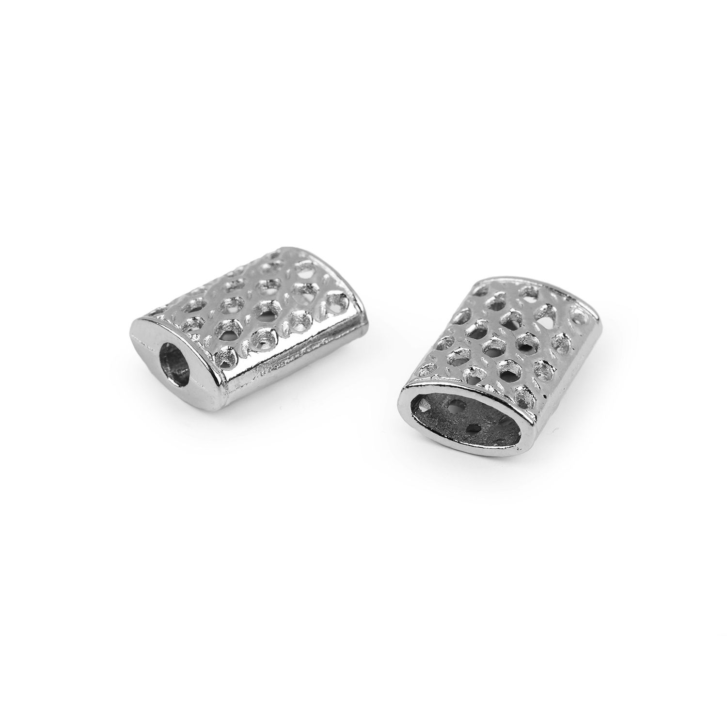 Set 2 terminatii metalice pentru snur cu model 3 mm Argintiu fotografia produsului