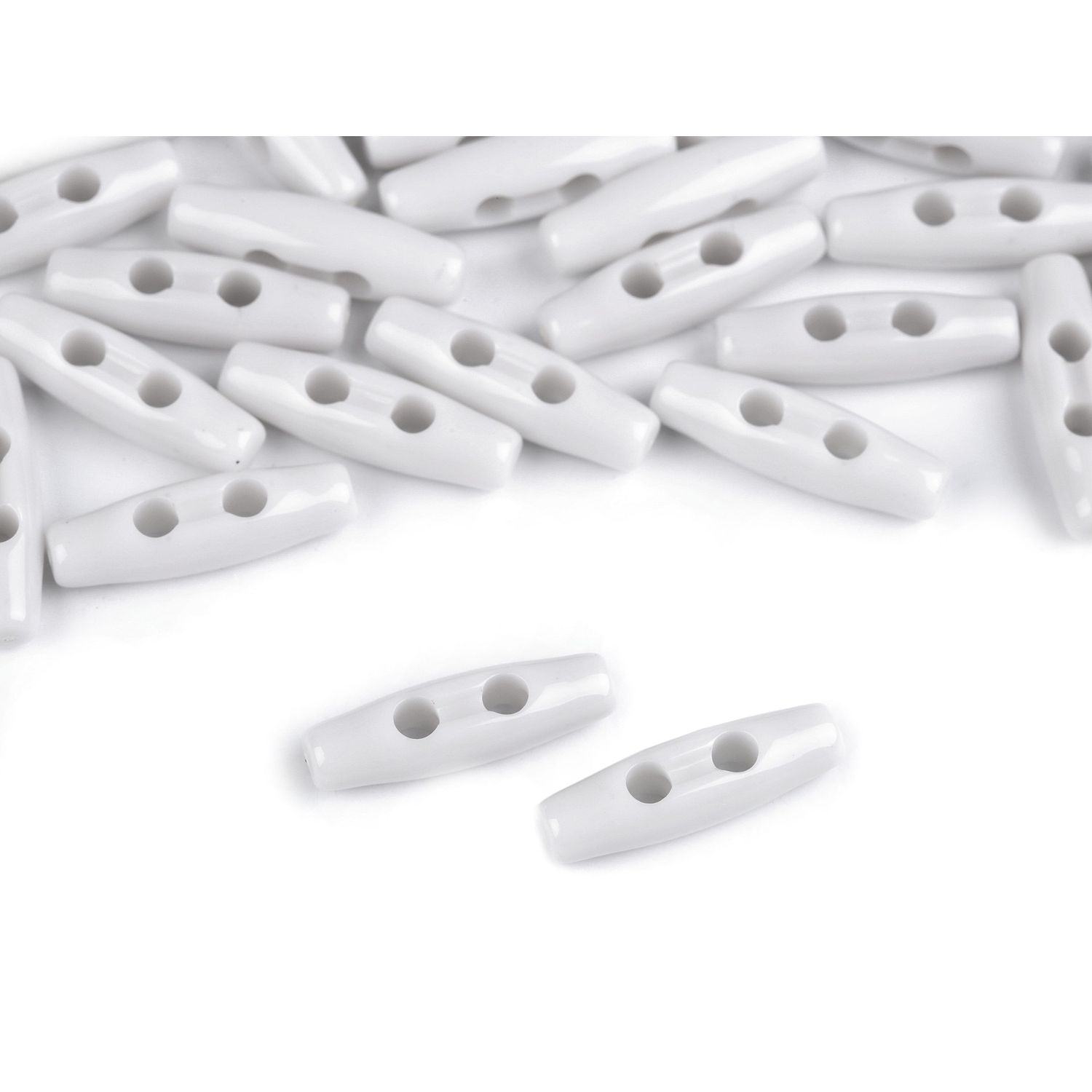 Set 10 nasturi ovali din plastic, tip maslina 7 x 24 mm Alb fotografia produsului View 2 L