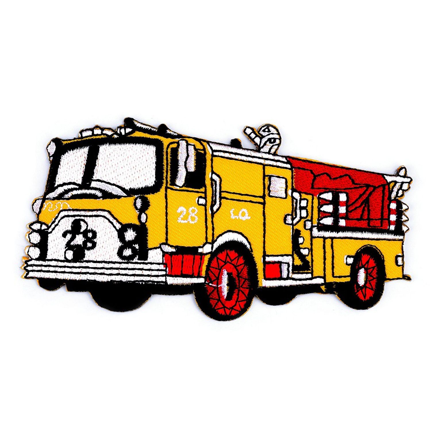 Aplicatie textila termoadeziva 11.5 x 6 cm Masina de pompieri galbena fotografia produsului