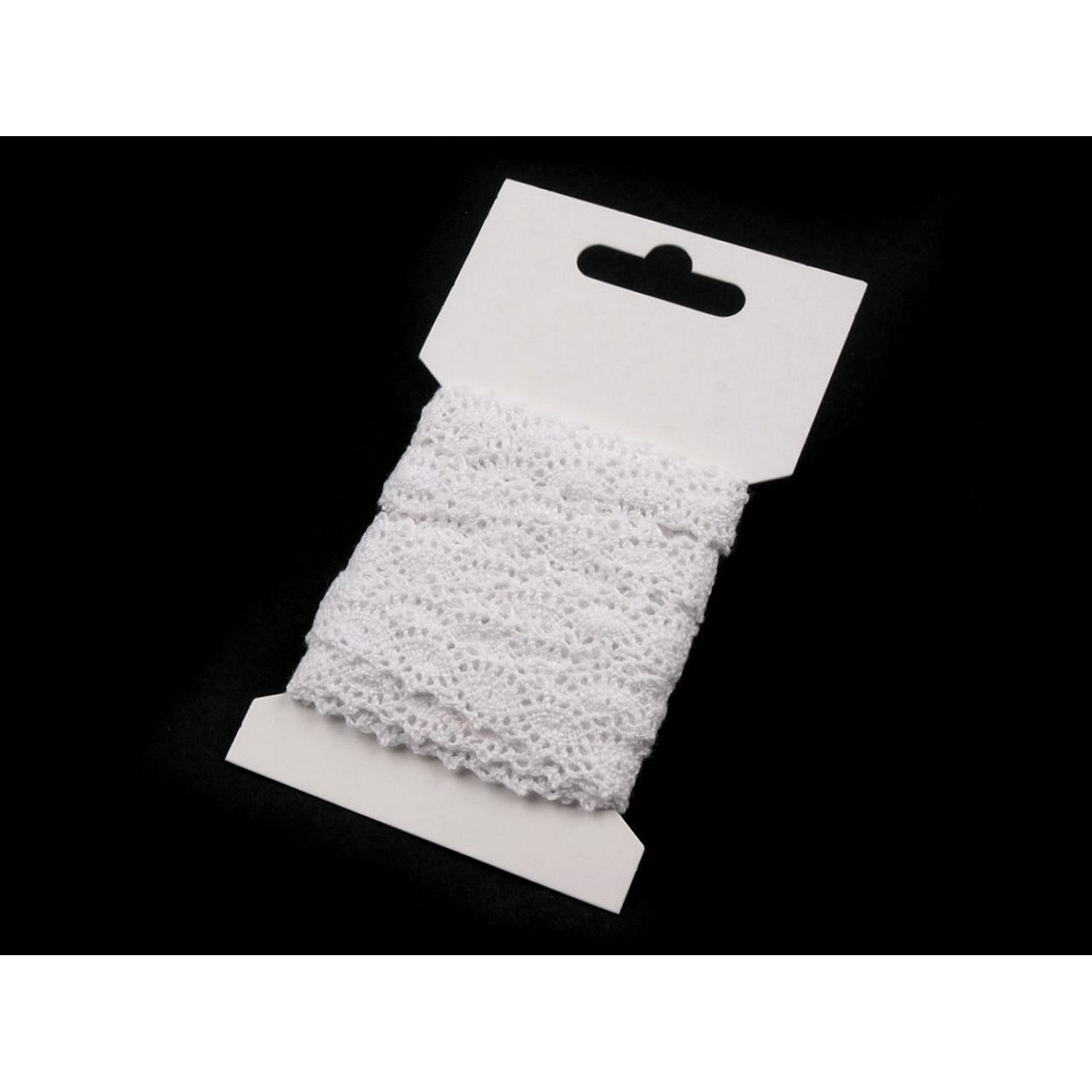 Dantela bumbac crosetata, 12 mm x 3 m, Alb fotografia produsului View 2 L