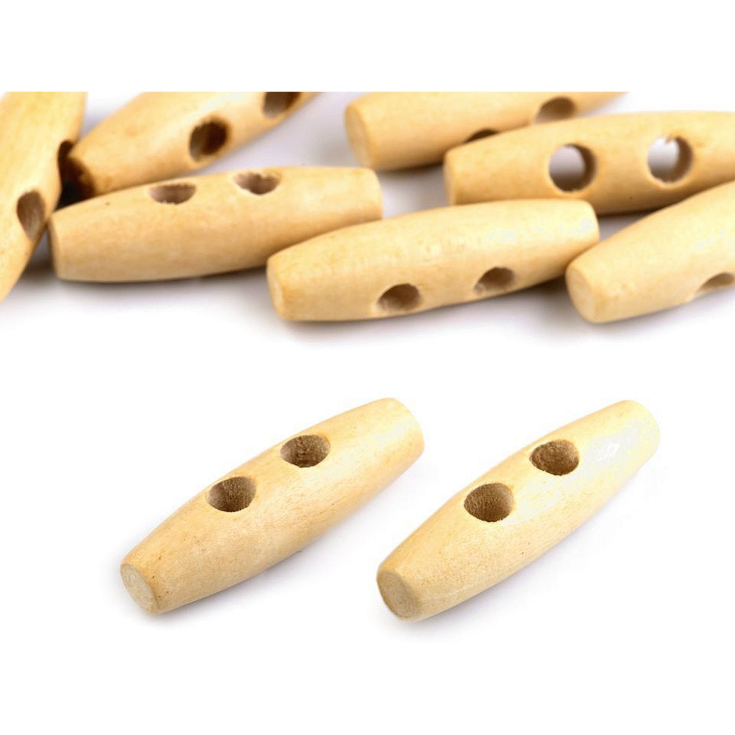 Set 10 nasturi ovali din lemn, finisaj lacuit, 40 mm, Natur deschis fotografia produsului View 2 L