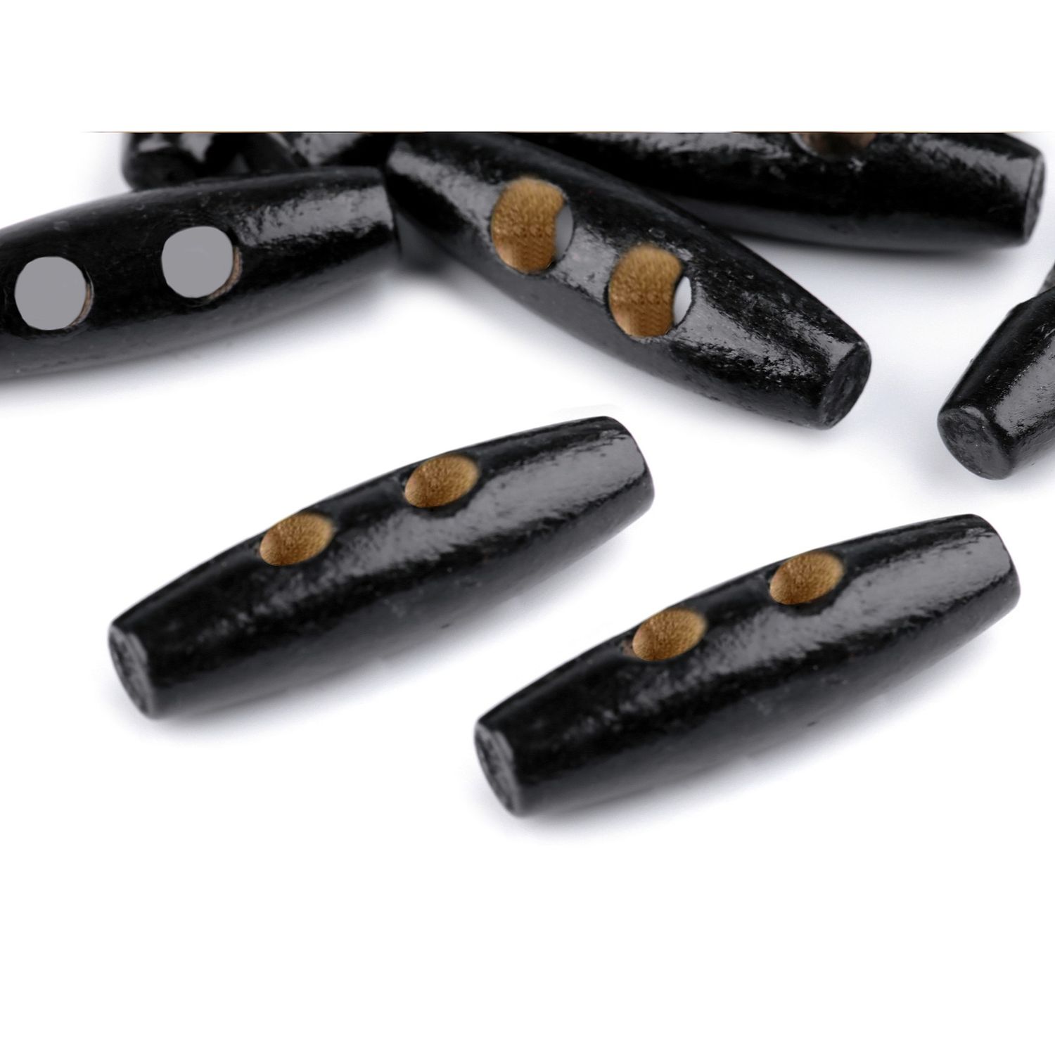 Set 10 nasturi ovali din lemn, finisaj lacuit, 40 mm, Negru fotografia produsului View 2 L