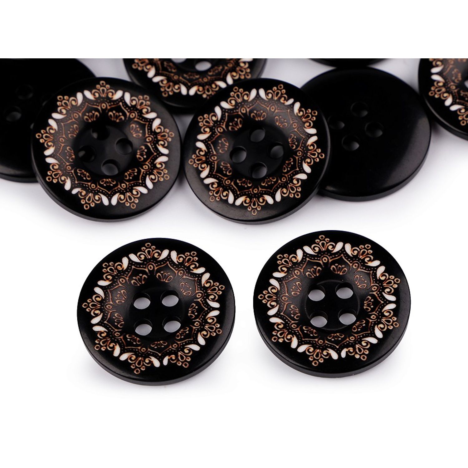 Set 2 nasturi decorativi cu imprimeu, marime 44 Negru fotografia produsului View 2 L