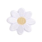 Aplicatie termoadeziva brodata 83 mm floare Alba fotografia produsului