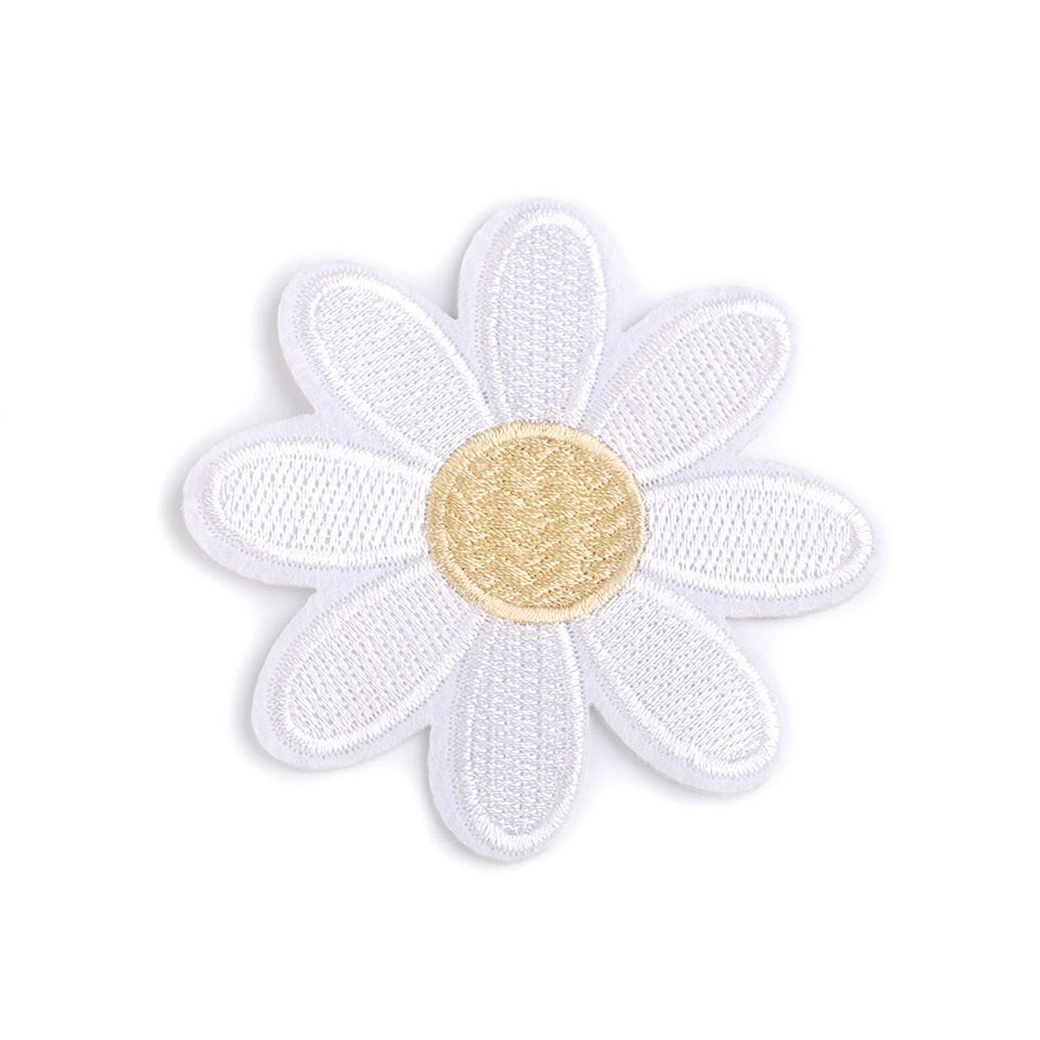 Aplicatie termoadeziva brodata 83 mm floare Alba fotografia produsului