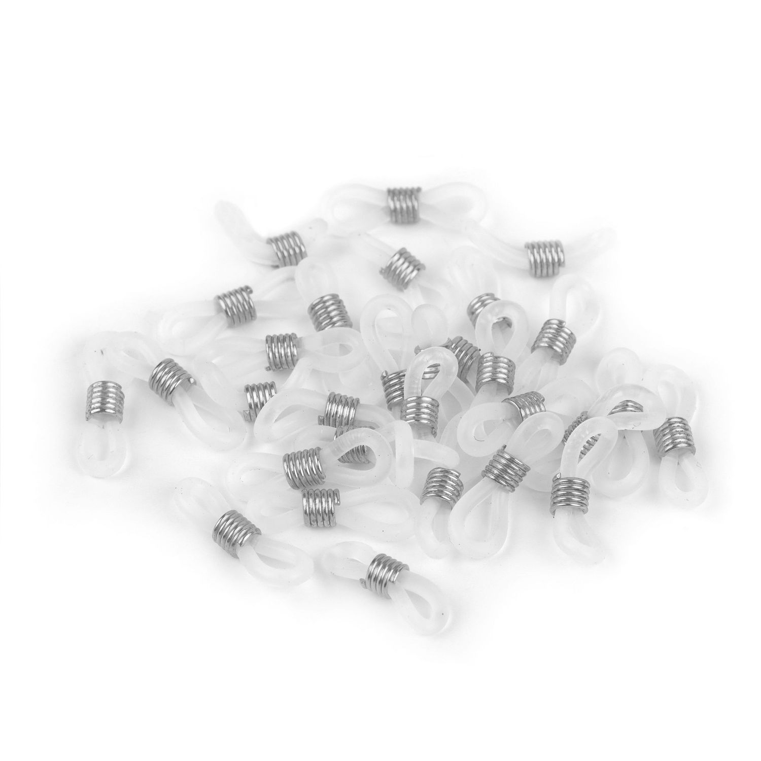 Set 10 clipsuri siliconice pentru ochelari, 20 mm, Alb argintiu fotografia produsului