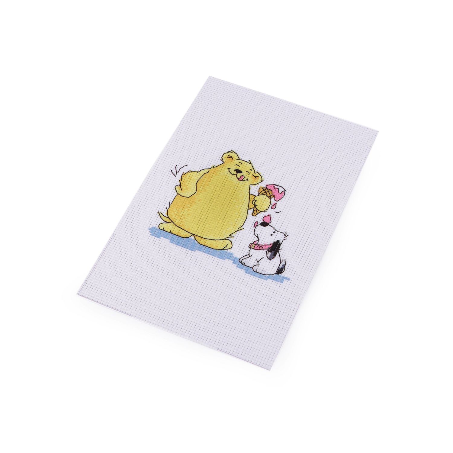 Set de brodat pentru copii, model imprimat 14 x 20 cm, Urs fotografia produsului