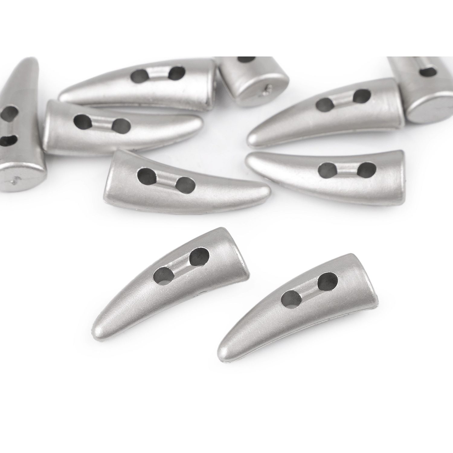 Set 10 nasturi din plastic, tip corn, aspect metalic, 13 x 33 mm Argintiu fotografia produsului View 2 L