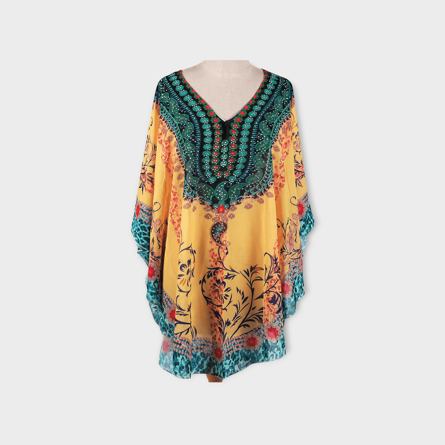 Rochie plaja tip Poncho, material nesifonabil, 115 x 85 cm, Galben mustar fotografia produsului View 7 L