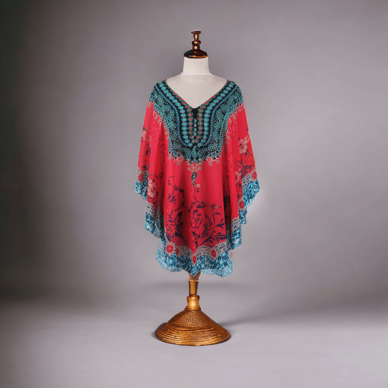 Rochie plaja tip Poncho, material nesifonabil, 115 x 85 cm, Fucsia fotografia produsului View 4 L