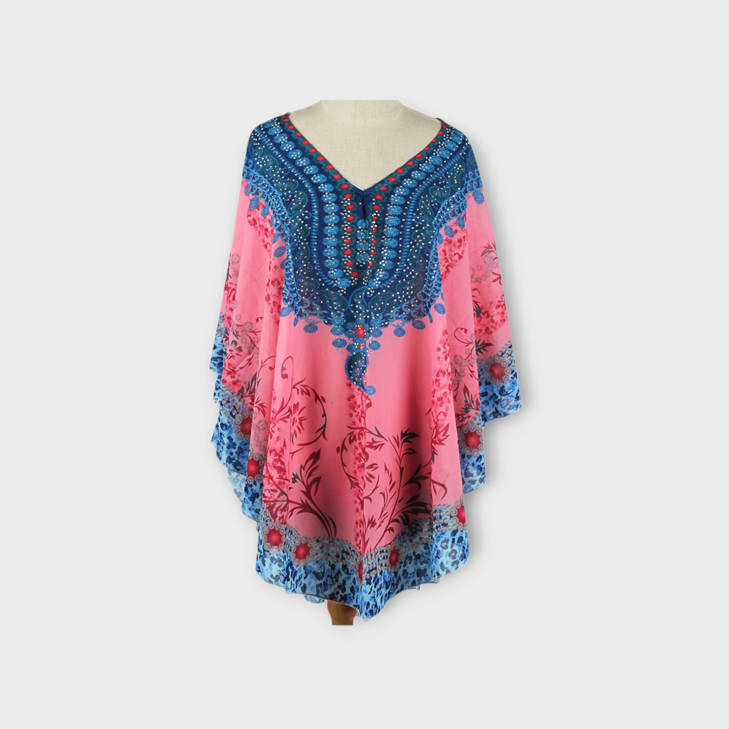 Rochie plaja tip Poncho, material nesifonabil, 115 x 85 cm, Roz fotografia produsului View 5 L