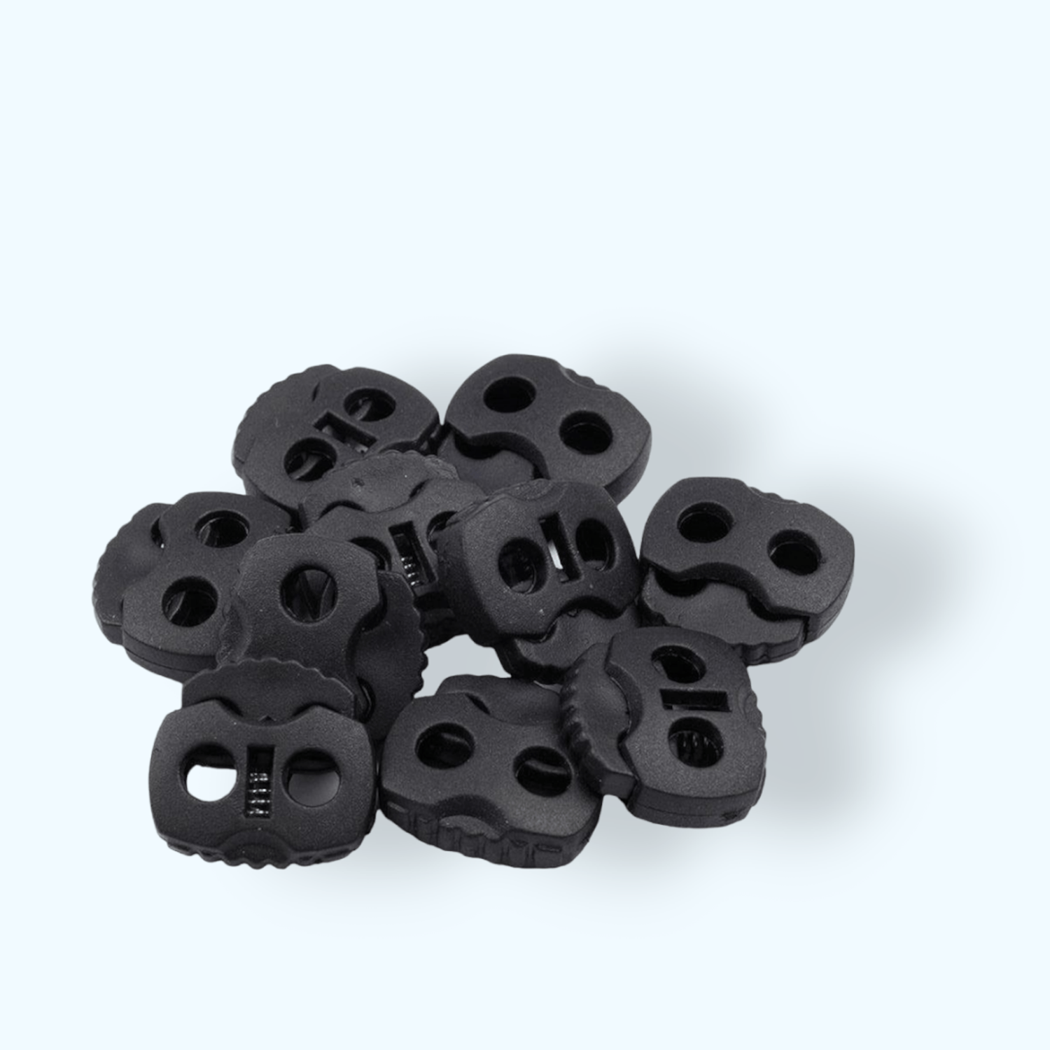 Set 10 opritori pentru snur cu 2 gauri, 20 x 20 mm Negru fotografia produsului View 3 L
