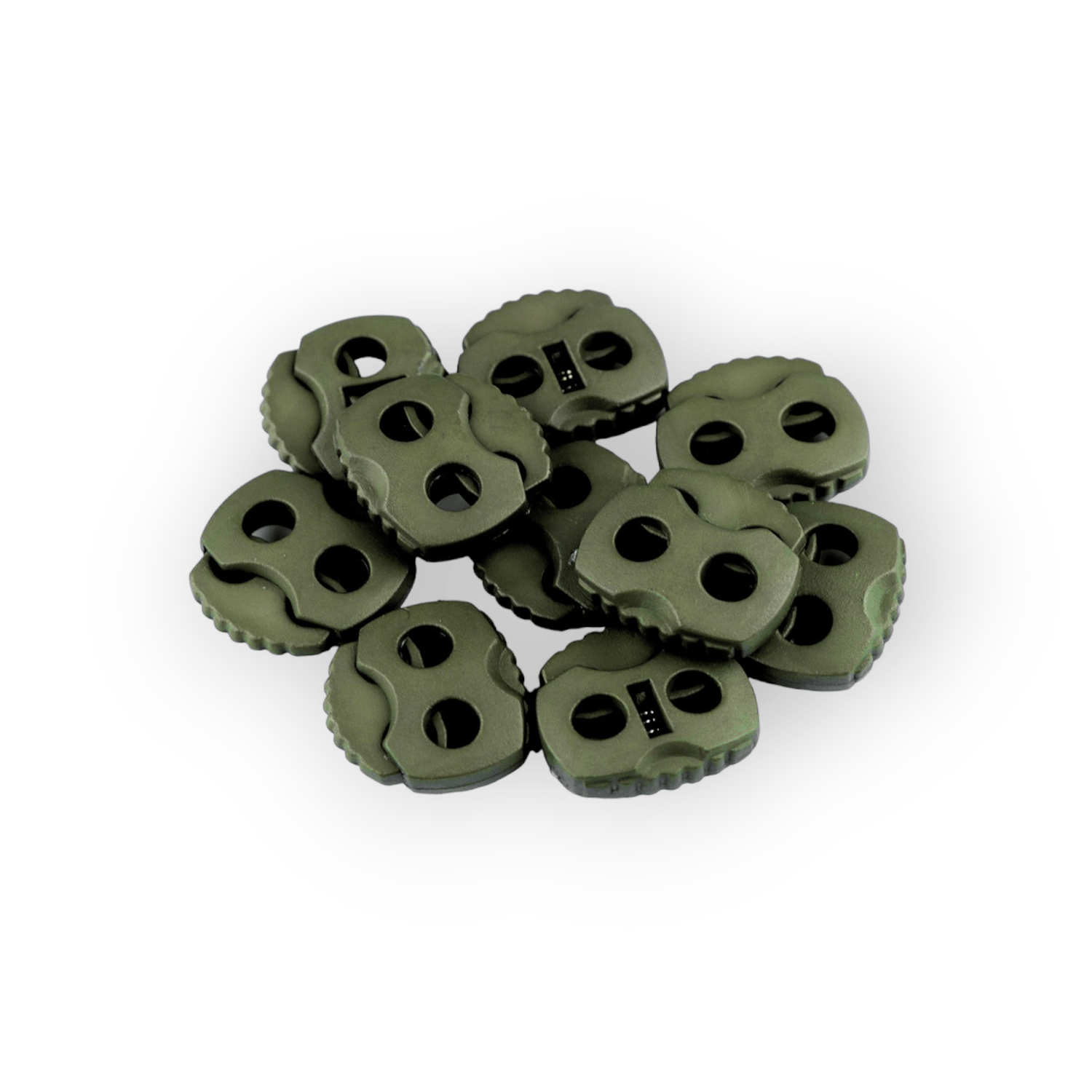 Set 10 opritori pentru snur cu 2 gauri, 20 x 20 mm Kaki fotografia produsului View 4 L