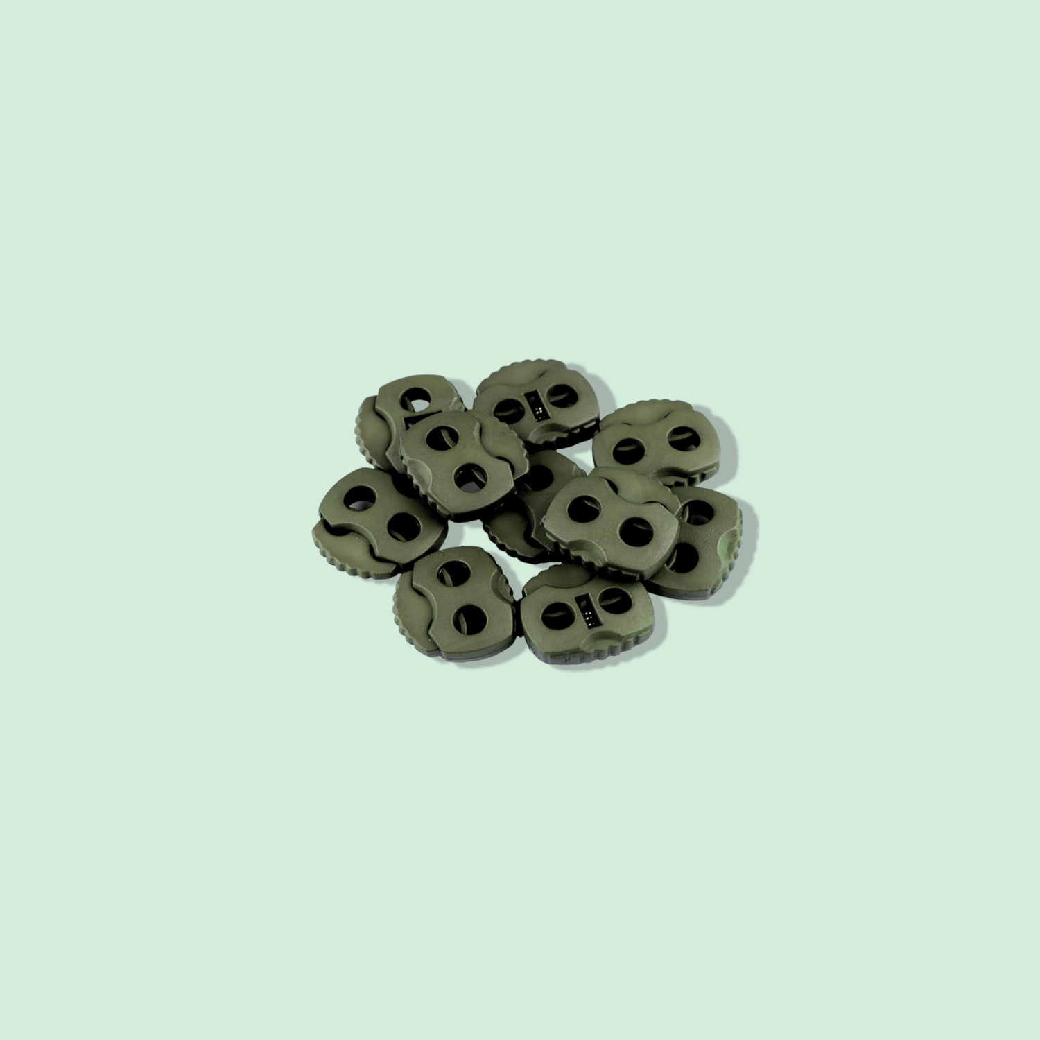 Set 10 opritori pentru snur cu 2 gauri, 20 x 20 mm Kaki fotografia produsului View 3 L