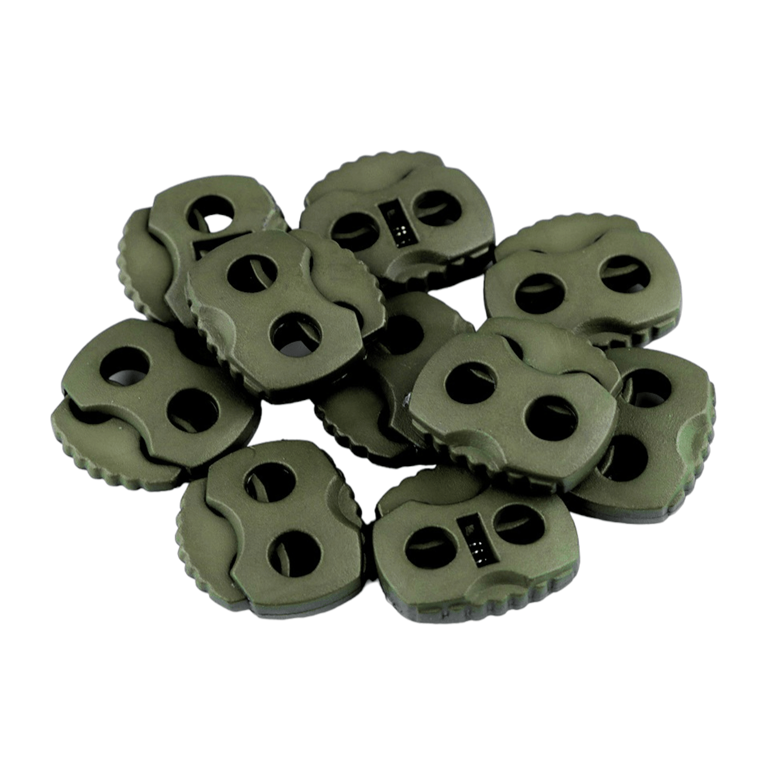 Set 10 opritori pentru snur cu 2 gauri, 20 x 20 mm Kaki fotografia produsului