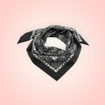 Batic bumbac, imprimeu floral, 70 x 70 cm Negru fotografia produsului View 5 S
