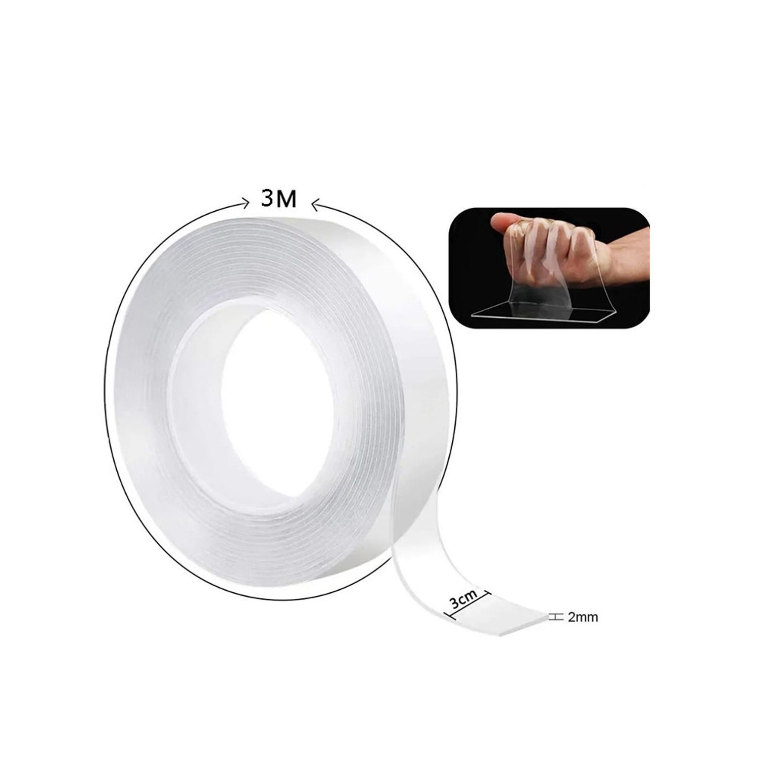 Banda dublu adeziva transparenta, reutilizabila - 100cm fotografia produsului View 7 L