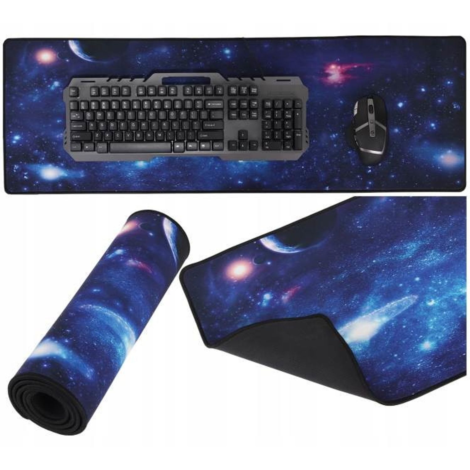 Mousepad mare, 88x30cm, cauciucat, pentru gaming, cu model Cosmos fotografia produsului View 2 L