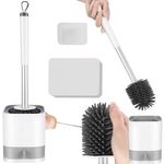 Perie rotunda pentru wc, din silicon, cu cap flexibil, fixare pe perete fotografia produsului View 2 S