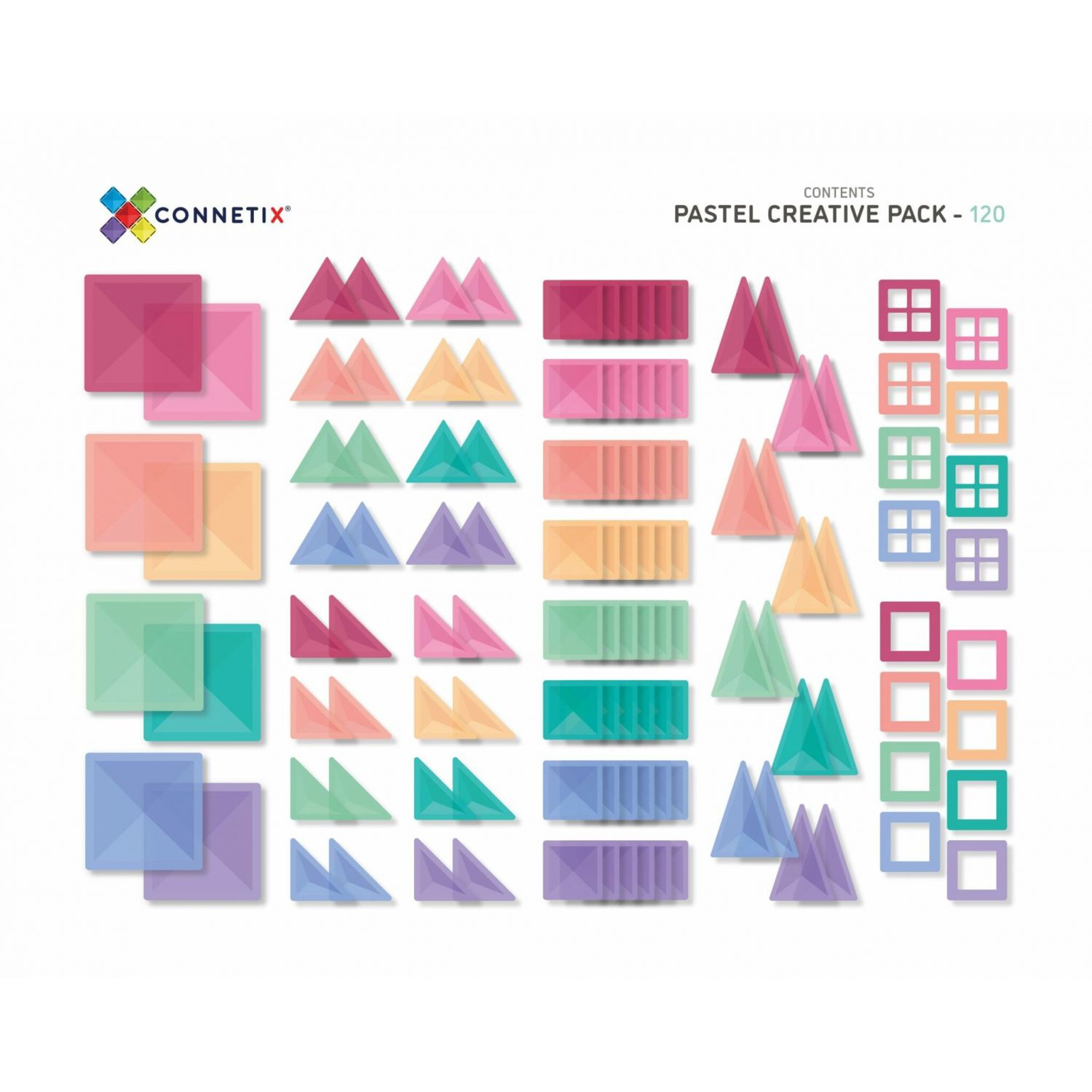 Magnetic Tiles Set constructie magnetic, 120 piese Pastel, creativitate fotografia produsului View 3 L