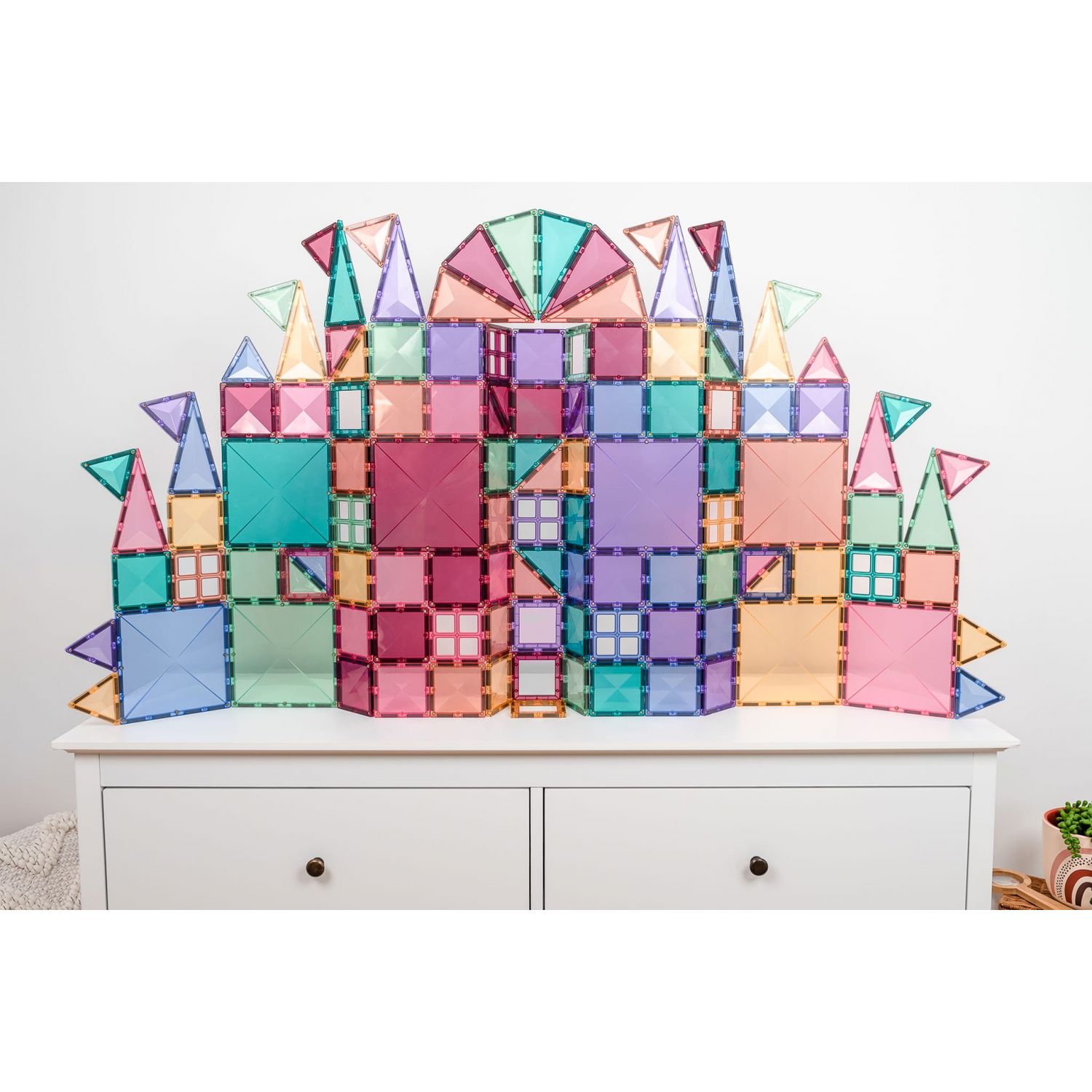 Magnetic Tiles Set constructie magnetic, 120 piese Pastel, creativitate fotografia produsului View 5 L