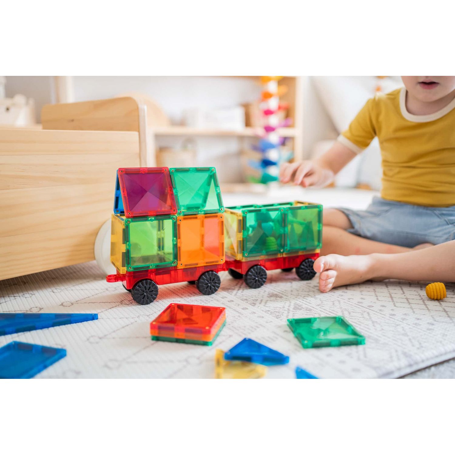 Magnetic Tiles Set constructie magnetic, 24 piese masinute fotografia produsului View 4 L
