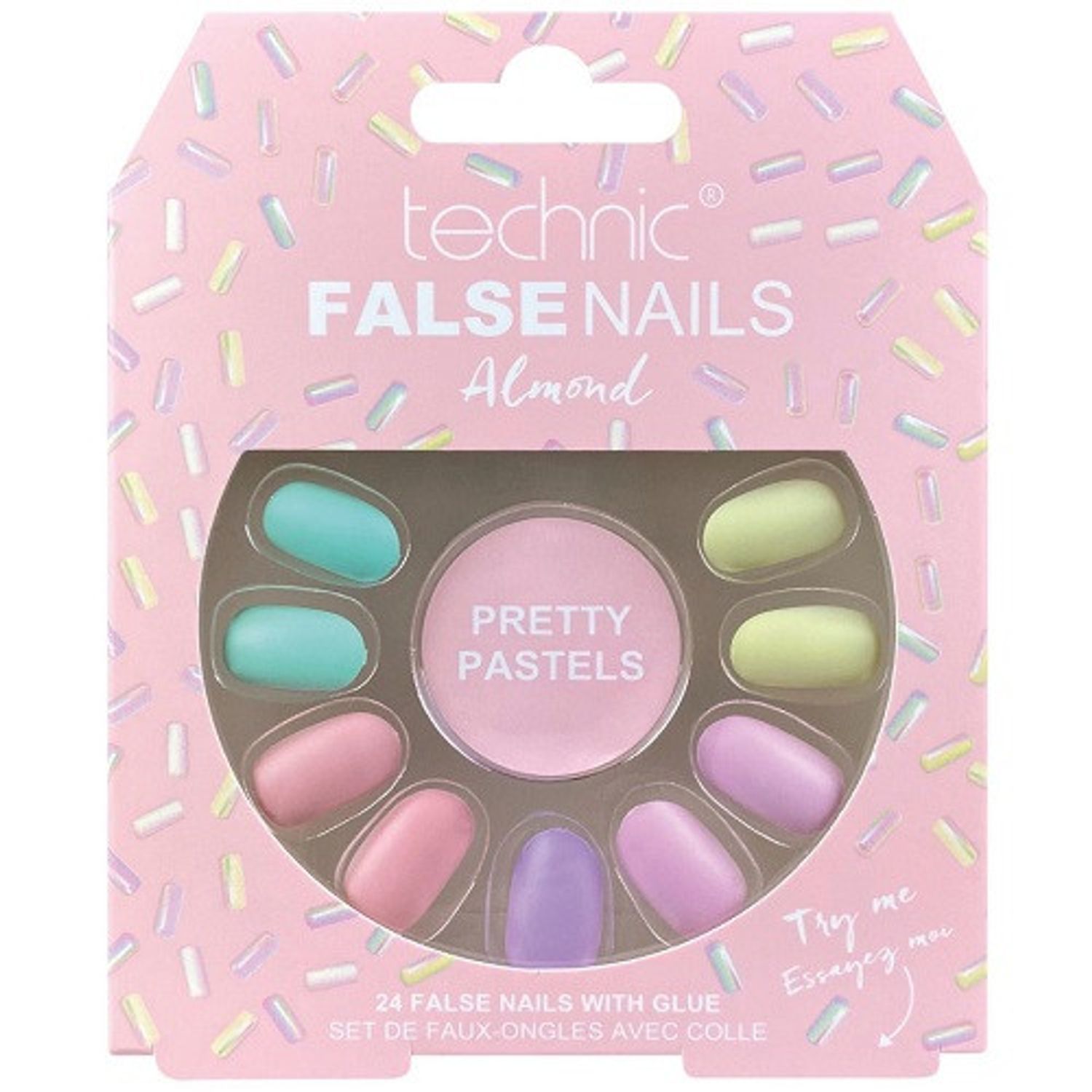 Set 24 Unghii False, Technic, False Nails, Squareletto, Pretty Pastels, Adeziv inclus fotografia produsului