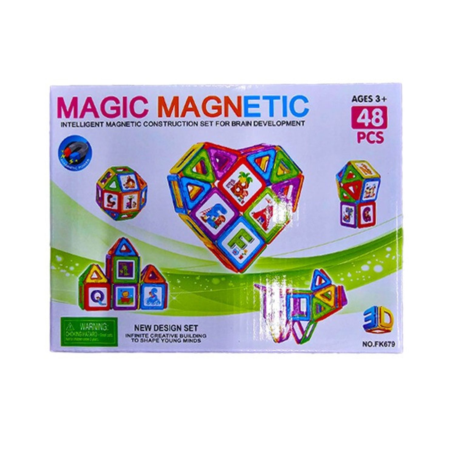 Set magnetic de construit 3D, 48 piese fotografia produsului