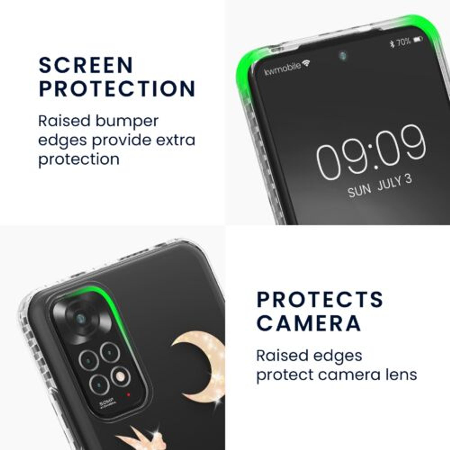 Husa Kwmobile pentru Xiaomi Redmi Note 11/Redmi Note 11s, Silicon, Transparent/Auriu, 57822.04 fotografia produsului View 6 L