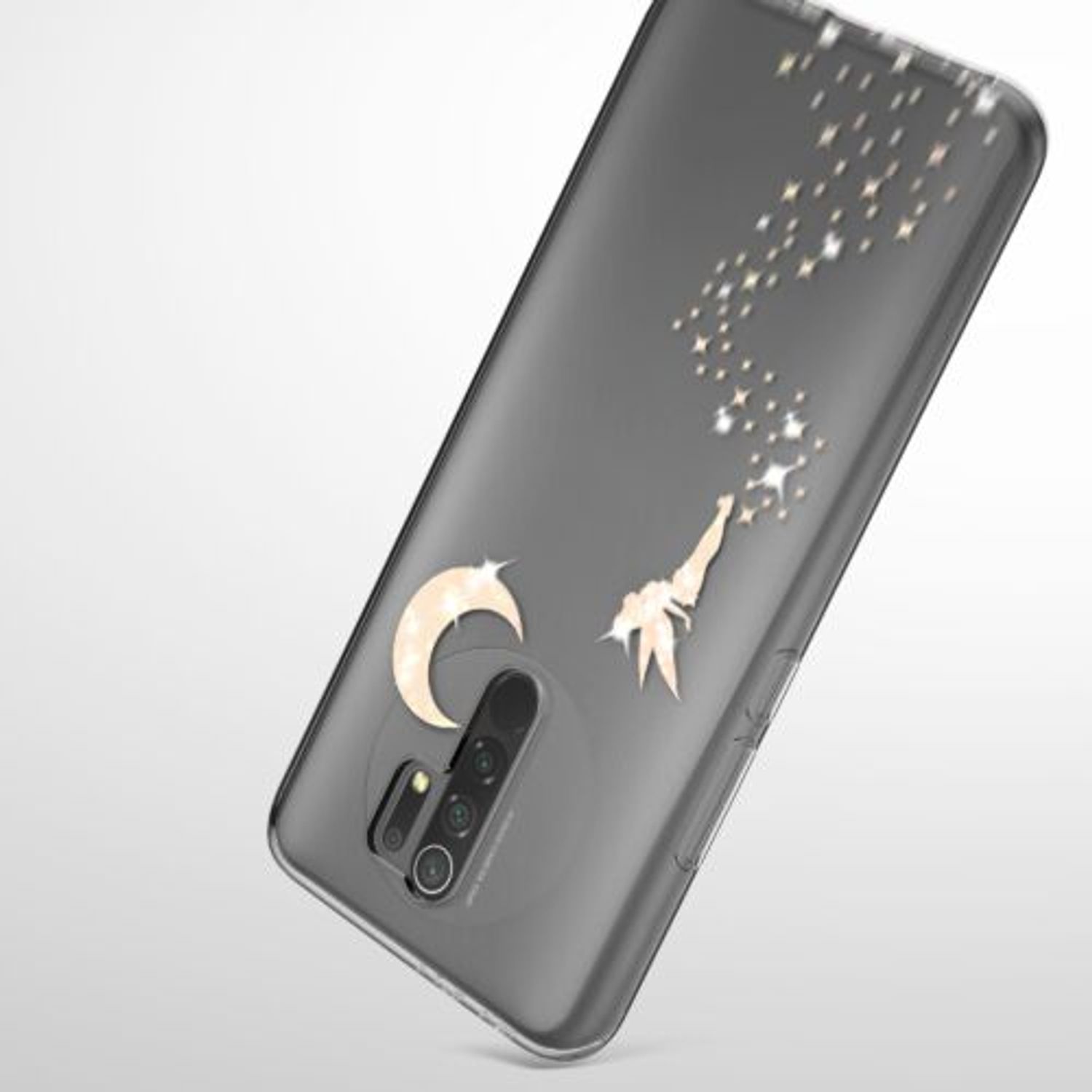 Husa Kwmobile pentru Xiaomi Redmi 9, Silicon, Transparent/Auriu, 57083.01 fotografia produsului View 10 L