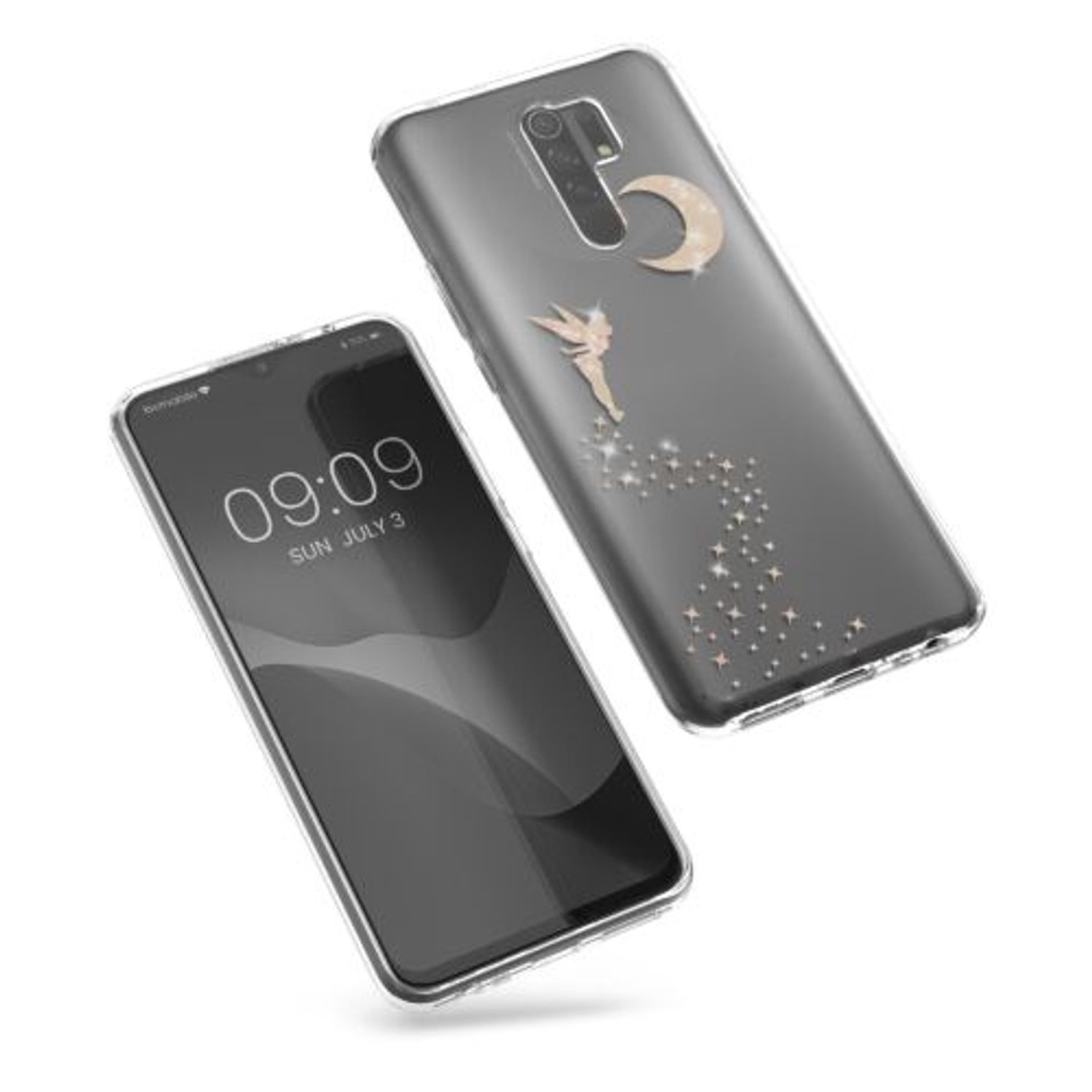 Husa Kwmobile pentru Xiaomi Redmi 9, Silicon, Transparent/Auriu, 57083.01 fotografia produsului