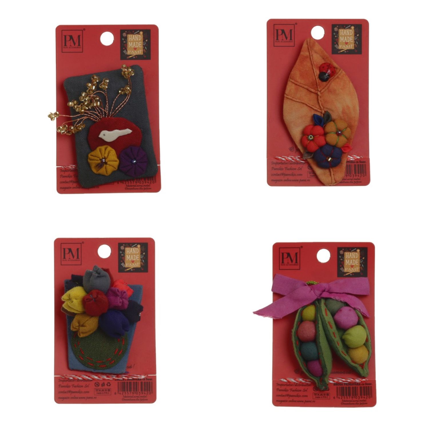 Set 4 martisoare brose handmade, PAMI, MVU-27 fotografia produsului