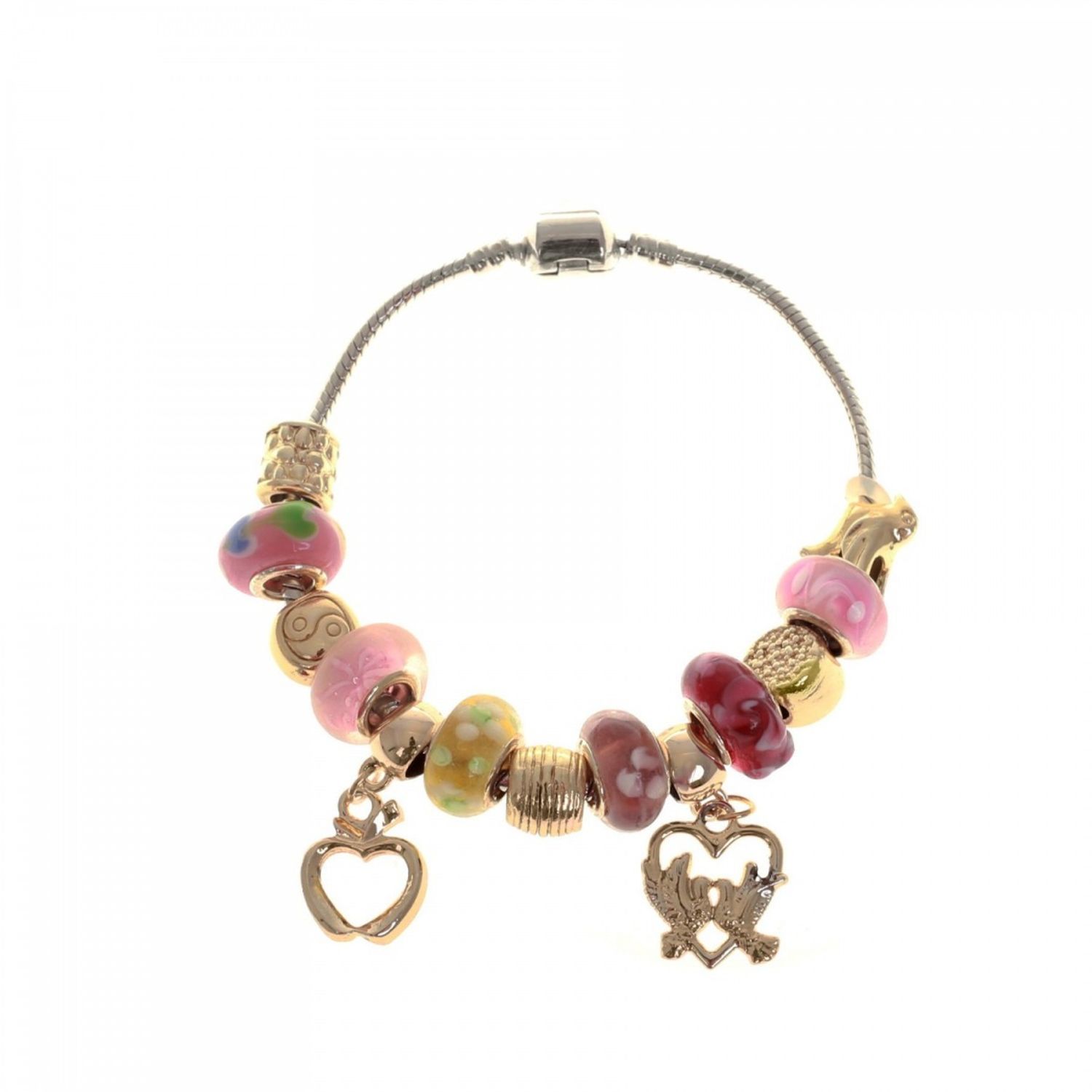Bratara Charm, tip Pandora PAMI, BF-50, 19,5 cm, Modele mixte Auriu fotografia produsului View 4 L
