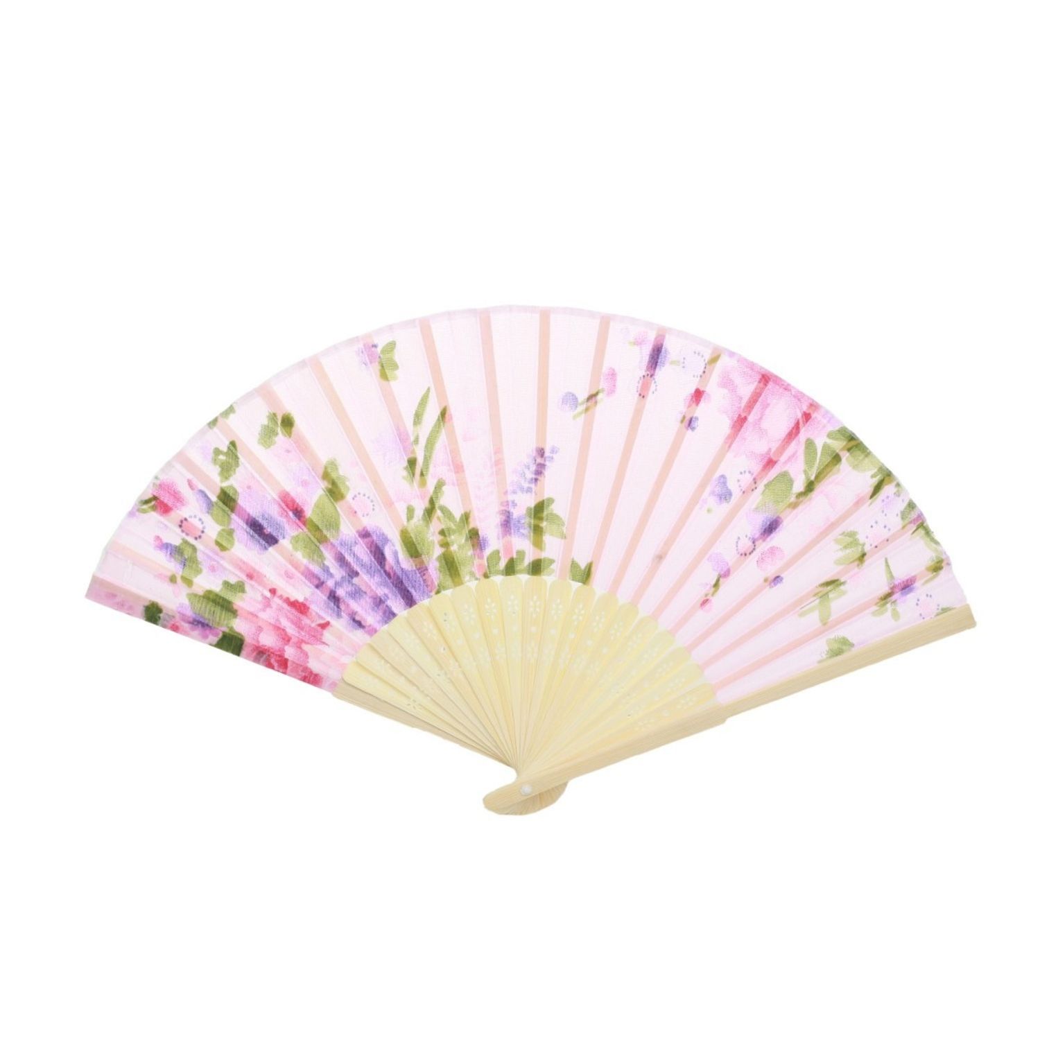 Evantai tip bambus cu model floral  PAMI, EV-1221-21 Roz fotografia produsului
