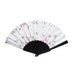 Evantai cu model florar satin PAMI, EV-1221-17 Alb fotografia produsului