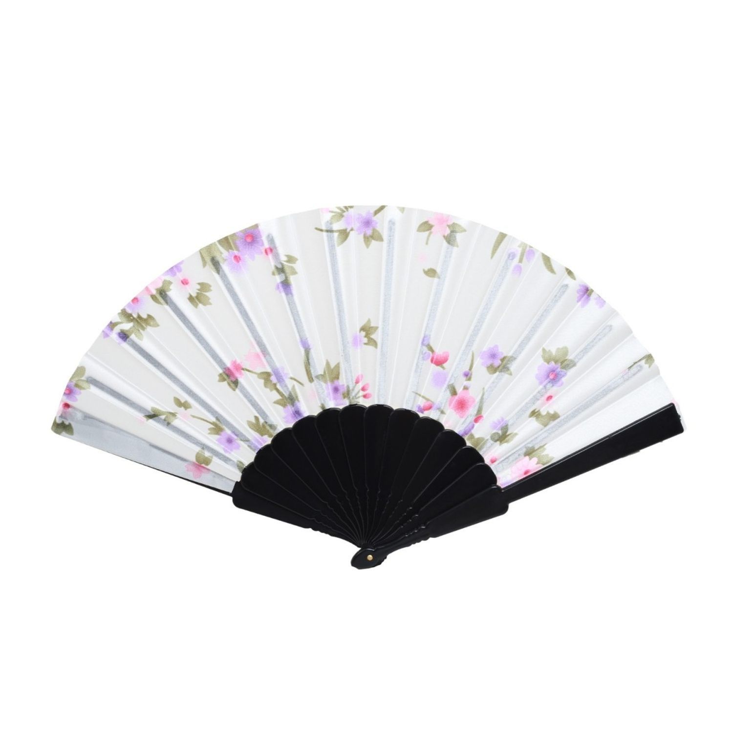 Evantai cu model florar satin PAMI, EV-1221-17 Alb fotografia produsului