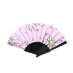 Evantai cu model florar satin PAMI, EV-1221-17 Roz fotografia produsului